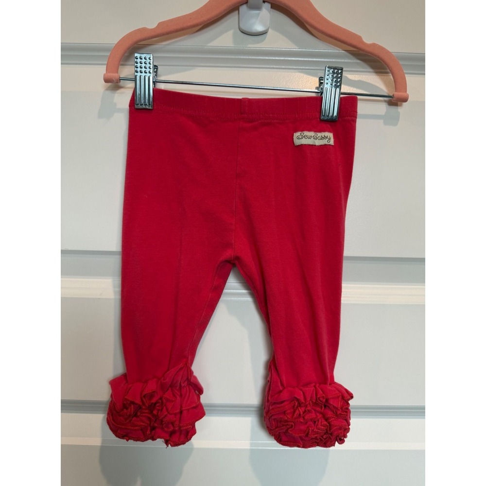 2.Sew Sassy Kids Red Ruffle Hem Boutique Leggings Item 247 Size 18M